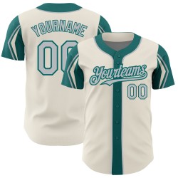 Jersey Colors Cream Authentic Custom Arm Shapes 3 Gray-Teal Baseball