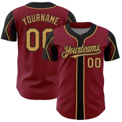 Crimson Baseball Arm Shapes Authentic Custom Colors 3 Gold-Black Old Jersey