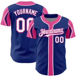 Colors Jersey Custom Shapes Authentic Baseball Royal White-Pink Arm 3