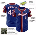 Colors Authentic White-Crimson Custom 3 Arm Royal Baseball Jersey Shapes