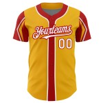 Authentic Baseball 3 Gold Colors Arm White-Red Jersey Shapes Custom