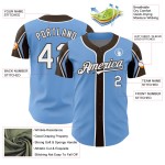 Arm Shapes 3 Blue Custom Jersey White-Brown Baseball Colors Light Authentic