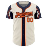 Jersey Orange-Navy Baseball Cream Authentic Custom Shapes Colors 3 Arm