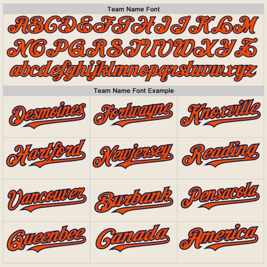 Jersey Orange-Navy Baseball Cream Authentic Custom Shapes Colors 3 Arm