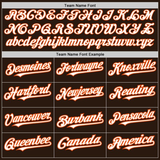 White-Orange Colors Baseball Custom Jersey Authentic Shapes 3 Arm Brown