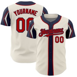 Jersey Red-Navy Colors Cream Authentic Arm Baseball 3 Custom Shapes