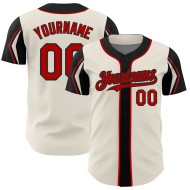Colors Jersey Red-Black Authentic Custom 3 Arm Shapes Cream Baseball