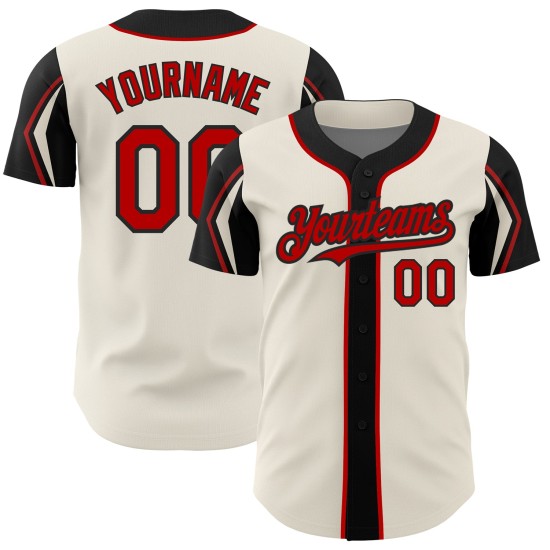 Colors Jersey Red-Black Authentic Custom 3 Arm Shapes Cream Baseball Colors Jersey Red-Black Authentic Custom 3 Arm Shapes Cream Baseball