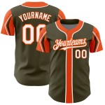 Salute Olive 3 Authentic To Service Colors Jersey White-Orange Arm Custom Shapes Baseball
