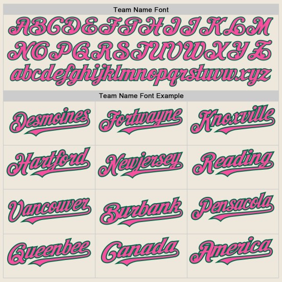 Green Jersey Pink-Kelly Authentic Baseball 3 Custom Cream Shapes Colors Arm