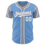 Authentic Baseball Colors Shapes Arm Light 3 Custom White-Gray Jersey Blue