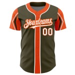 Salute Olive 3 Authentic To Service Colors Jersey White-Orange Arm Custom Shapes Baseball
