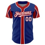 Authentic Baseball Royal Custom 3 Shapes Colors White-Red Arm Jersey