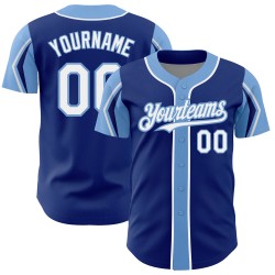Authentic Blue White-Light 3 Royal Custom Colors Shapes Jersey Baseball Arm