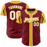 Crimson Baseball 3 Arm Shapes White-Yellow Jersey Authentic Colors Custom