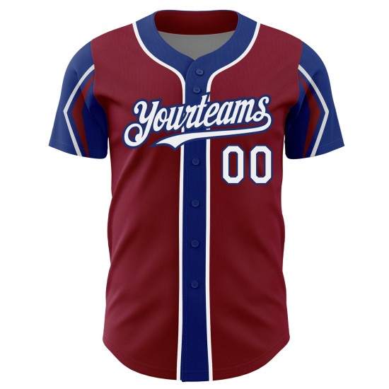 White-Royal Baseball 3 Crimson Arm Custom Authentic Jersey Colors Shapes
