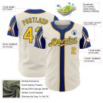 Custom Baseball 3 Shapes Colors Yellow-Royal Arm Authentic Cream Jersey