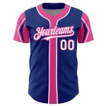 Colors Jersey Custom Shapes Authentic Baseball Royal White-Pink Arm 3