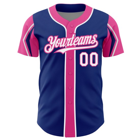 Colors Jersey Custom Shapes Authentic Baseball Royal White-Pink Arm 3