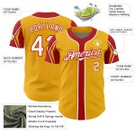 Authentic Baseball 3 Gold Colors Arm White-Red Jersey Shapes Custom