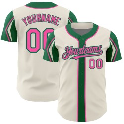 Green Jersey Pink-Kelly Authentic Baseball 3 Custom Cream Shapes Colors Arm