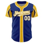 Shapes Baseball Colors Custom 3 Royal Authentic Arm Jersey White-Yellow