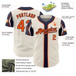 Jersey Orange-Navy Baseball Cream Authentic Custom Shapes Colors 3 Arm