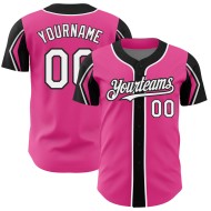 Baseball Arm Authentic Jersey Custom Pink Colors 3 Shapes White-Black