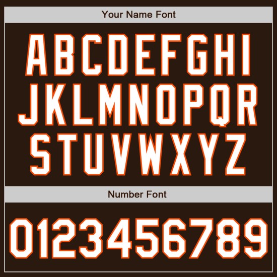 White-Orange Colors Baseball Custom Jersey Authentic Shapes 3 Arm Brown