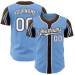 Arm Shapes 3 Blue Custom Jersey White-Brown Baseball Colors Light Authentic