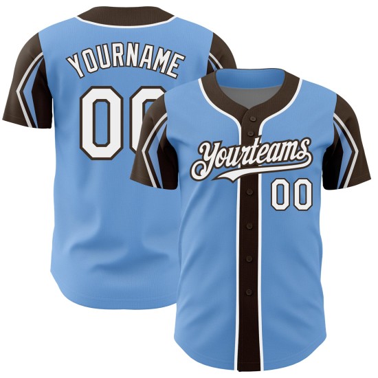 Arm Shapes 3 Blue Custom Jersey White-Brown Baseball Colors Light Authentic