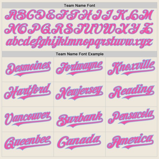 Shapes Pink-Light Custom Cream Authentic Baseball Arm Jersey 3 Blue Colors