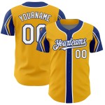 Baseball Gold White-Royal Jersey Colors 3 Authentic Shapes Custom Arm