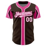 Jersey Custom Colors Authentic 3 Shapes Arm Brown Baseball White-Pink