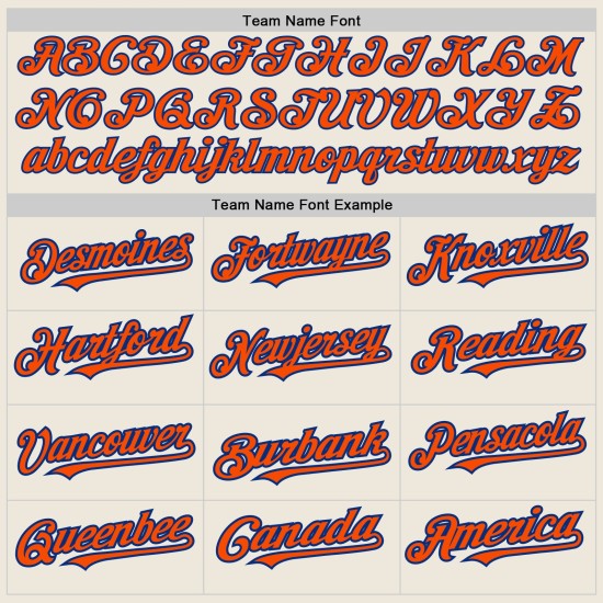 Colors 3 Shapes Baseball Orange-Royal Jersey Cream Authentic Arm Custom