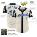 Cream Jersey Custom Light Colors Baseball Blue-Black Shapes 3 Arm Authentic