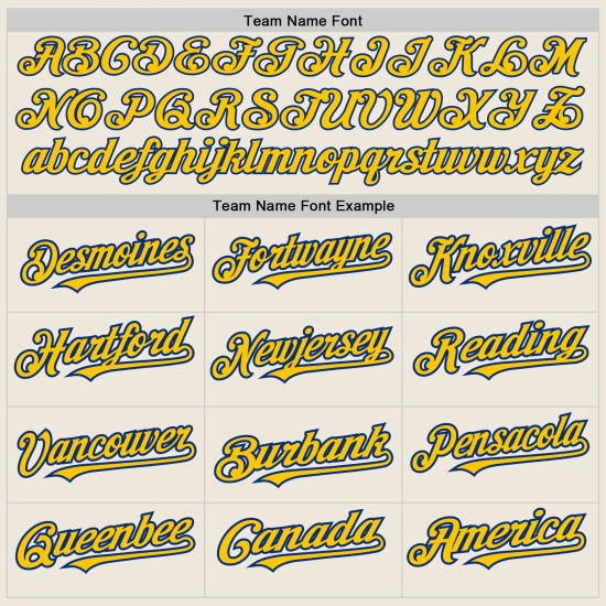 Custom Baseball 3 Shapes Colors Yellow-Royal Arm Authentic Cream Jersey