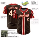 Baseball Cream-Red Arm Custom Authentic Brown Jersey 3 Shapes Colors