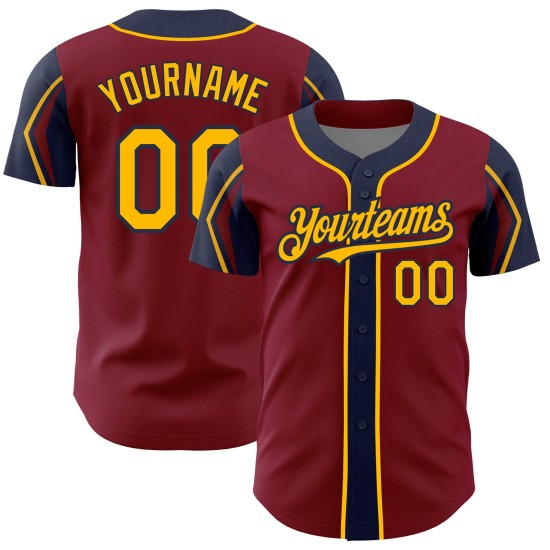 Crimson Arm Gold-Navy Custom Colors 3 Authentic Shapes Jersey Baseball