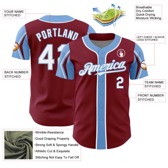 White-Light Jersey Arm Colors Crimson Blue Baseball Custom Authentic Shapes 3