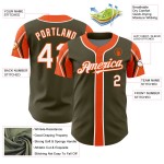 Salute Olive 3 Authentic To Service Colors Jersey White-Orange Arm Custom Shapes Baseball