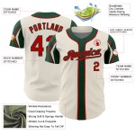 Shapes Jersey 3 Custom Authentic Red-Green Colors Cream Baseball Arm