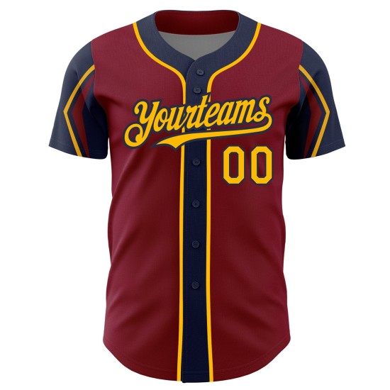 Crimson Arm Gold-Navy Custom Colors 3 Authentic Shapes Jersey Baseball