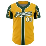 Jersey Authentic Gold Custom Colors Shapes Arm Baseball 3 White-Green