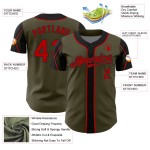 Arm 3 Shapes Baseball Salute Jersey Authentic To Red-Black Olive Colors Custom Service Arm 3 Shapes Baseball Salute Jersey Authentic To Red-Black Olive Colors Custom Service