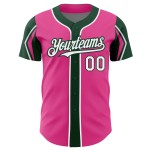 White-Green Arm Colors Pink Jersey Custom 3 Baseball Authentic Shapes