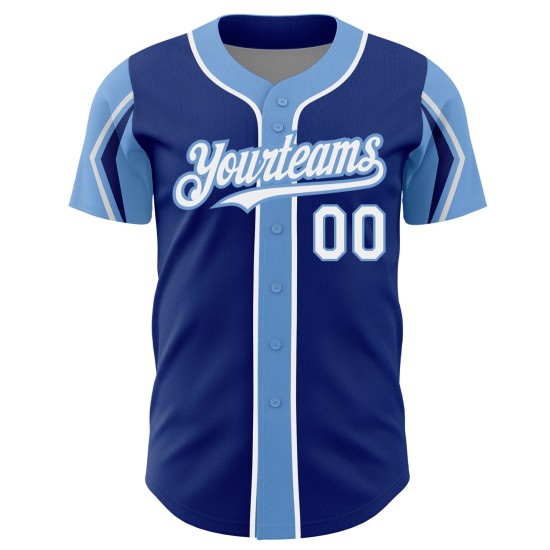 Authentic Blue White-Light 3 Royal Custom Colors Shapes Jersey Baseball Arm