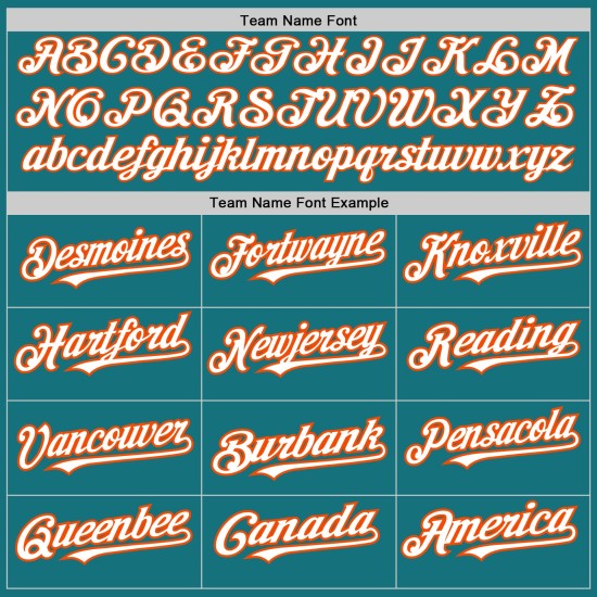 Teal Arm Authentic 3 Jersey Baseball Custom Shapes White-Orange Colors