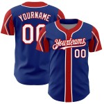 Authentic Baseball Royal Custom 3 Shapes Colors White-Red Arm Jersey