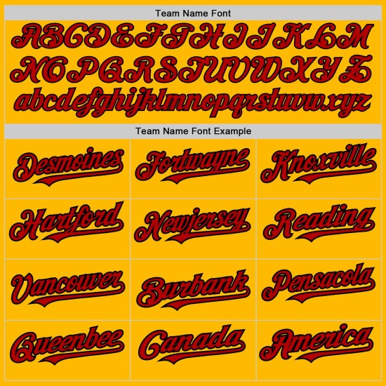 Red-Black Shapes Authentic Jersey Custom Arm 3 Gold Colors Baseball